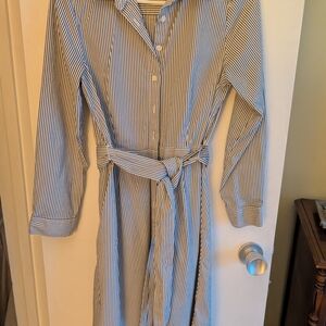 J. Crew Factory Blue and White Striped Dress
